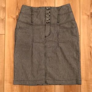 Pleated Pencil Striped Skirt